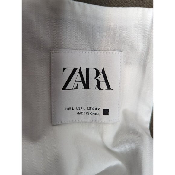 Zara‎ Women's Brown Button-Down Blazer Jacket Outwear Cotton Blend Size Large - Picture 2 of 10